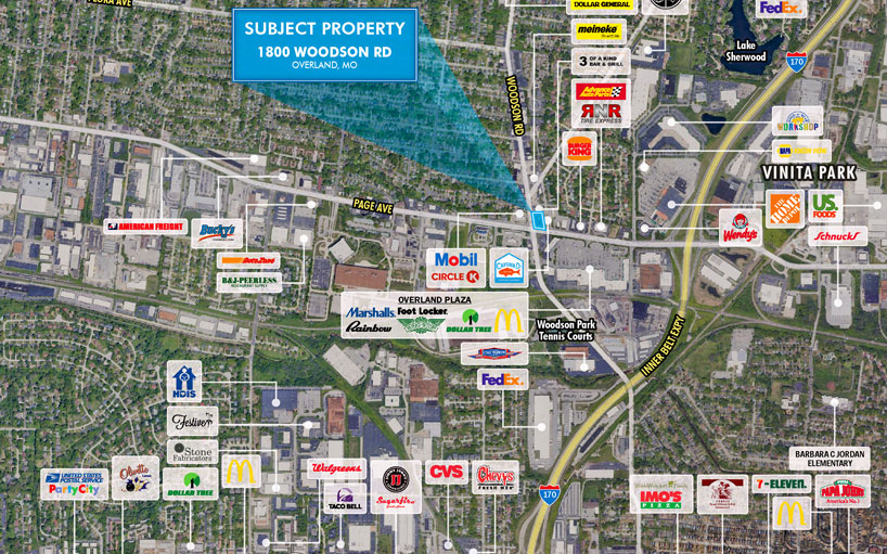 Commercial Property for Ground Lease or BTS: 1800 Woodson Rd, Saint Louis, MO, 63114 | Baldridge Properties